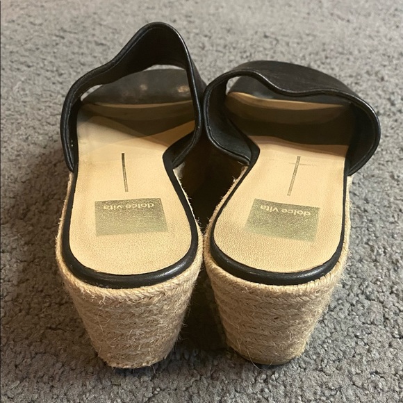 Dolce Vita Womens Layla Espadrille Wedge Sandal Black Leather Size 8 - Picture 5 of 7